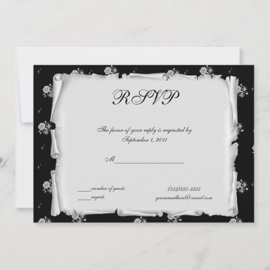 Invitation Cameo Rose Pourpre Steampunk Goth RSVP (Devant)