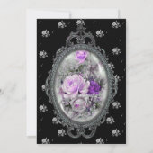 Invitation Cameo Rose Pourpre Steampunk Goth RSVP (Dos)