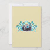 Invitation Caméra Avec Feuilles Bleus Et Papillons Anniversai (Dos)