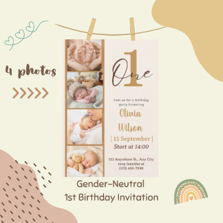 Invitation Camera Film 4 Photos Premier anniversaire Invitati