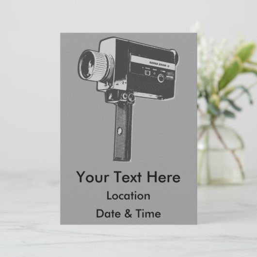 Invitation Caméra vidéo Pop Art Super 8 (Debout devant)