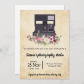 Invitation Caméra vintage (Devant / Derrière)