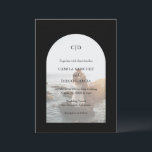 Invitation Camila Black Arch Mariage moderne<br><div class="desc">Faire-part de mariage moderne avec votre monogramme avec vos détails sur votre photo préférée à l'intérieur d'une arche sur un arrière - plan noir. Le modèle comprend une simple superposition pour permettre au texte de s'afficher sur l'image et peut être supprimé dans l'outil d'édition de conception. Ce design simple mais...</div>