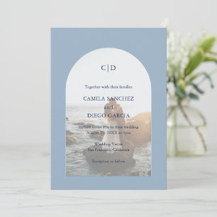 Invitation Camila Dusty Blue Arch Mariage moderne