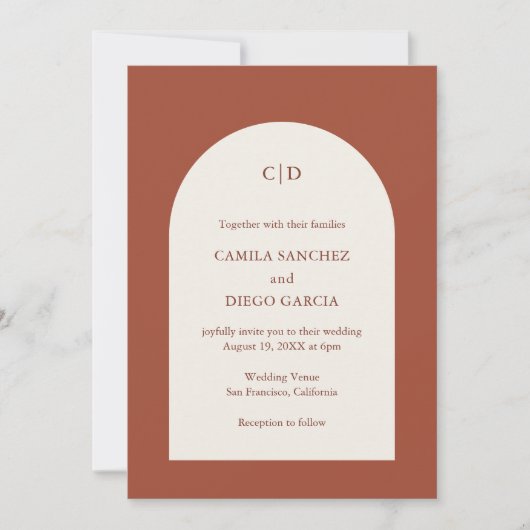 Invitation Camila Rust Arch Mariage moderne (Devant)