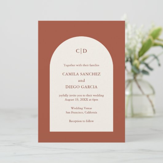 Invitation Camila Rust Arch Mariage moderne (Debout devant)