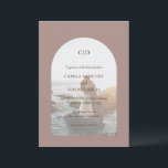 Invitation Camila Taupe Arch Mariage moderne<br><div class="desc">Faire-part de mariage moderne avec votre monogramme avec vos détails sur votre photo préférée à l'intérieur d'une arche sur un arrière - plan taupe. Le modèle comprend une simple superposition pour permettre au texte de s'afficher sur l'image et peut être supprimé dans l'outil d'édition de conception. Ce design simple mais...</div>