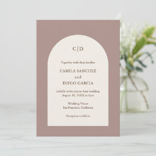 Invitation Camila Taupe Arch Mariage Moderne