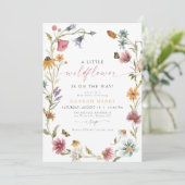 Invitation CAMILLA Papillon Fleur sauvage Baby shower fille (Debout devant)