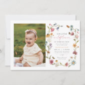 Invitation CAMILLA Papillon Fleur sauvage fille premier anniv (Devant)