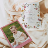 Invitation CAMILLA Papillon Fleur sauvage fille premier anniv