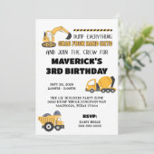 Invitation Camion à bascule Construction Yellow Boys Annivers (Debout devant)