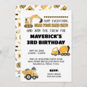 Invitation Camion à bascule Construction Yellow Boys Annivers (Devant / Derrière)