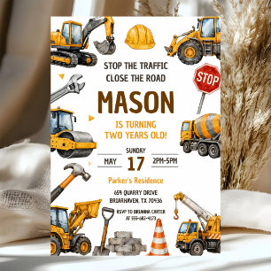 Invitation Camion à benne 2e anniversaire de construction