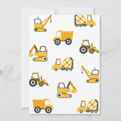 Invitation Camion à benne excavatrice de construction Anniver (Dos)
