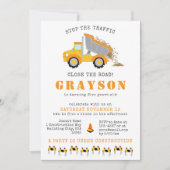 Invitation Camion à benne pour garçons Photos de fête de pell (Devant)