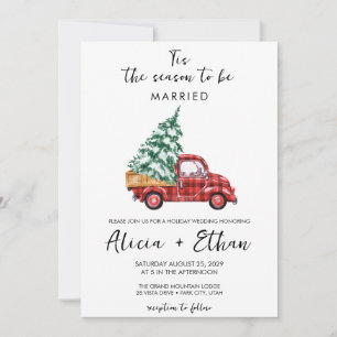Invitation Camion à carreaux rouges vintage pour mariage de N