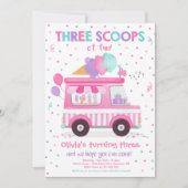 Invitation Camion À Crème De Glace Trois Scoops De Fun 3ème A (Devant)