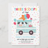 Invitation Camion À Crème De Glace Trois Scoops De Fun 3ème A (Devant)