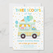 Invitation Camion À Crème De Glace Trois Scoops De Fun 3ème A (Devant)