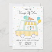 Invitation Camion À Crème De Glace Trois Scoops De Fun 3ème A (Devant)