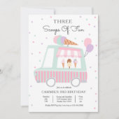 Invitation Camion À Crème De Glace Trois Scoops De Fun 3ème A (Devant)