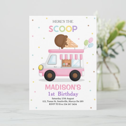 Invitation Camion à glace (Debout devant)