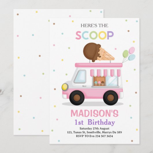 Invitation Camion à glace (Devant / Derrière)