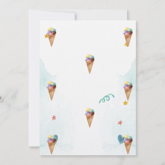 Invitation Camion à glace, Cônes, Anniversaire (Dos)