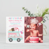 Invitation Camion à glace Cute Crece Anniversaire (Debout devant)