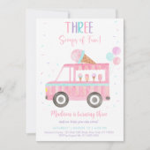 Invitation Camion à glace rose Troisième anniversaire (Devant)