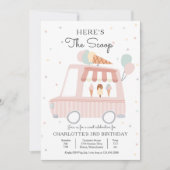 Invitation Camion à glace rose Voici l'anniversaire de la Sco (Devant)