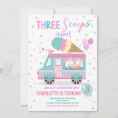 Invitation Camion à glace Trois Scoops de Fun 3e anniversaire (Devant)