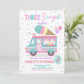 Invitation Camion à glace Trois Scoops de Fun 3e anniversaire (Debout devant)