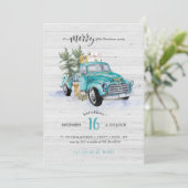 Invitation Camion agricole rustique | Fête de Noël (Debout devant)