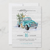 Invitation Camion agricole rustique | Fête de Noël (Devant)