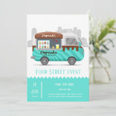 Invitation Camion alimentaire rue cupcake desserts sucrés (Debout devant)