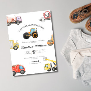 Invitation Camion bébé en construction baby shower