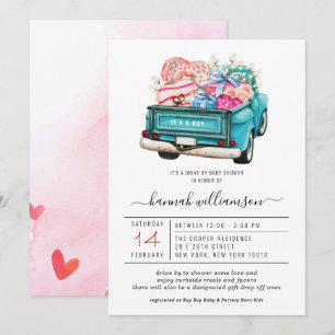 Invitation Camion Bleu de la Saint-Valentin   Baby Shower de 