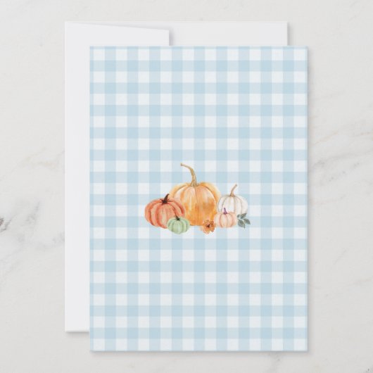 Invitation Camion bleu et Citrouille Automne En vichy Anniver (Dos)