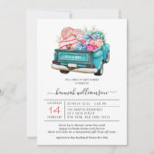 Invitation Camion bleu Valentine | Baby shower Drive-By (Devant)