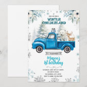 Invitation camion bleu Winter Onederland (Devant / Derrière)