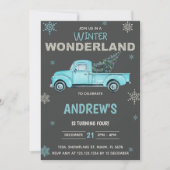 Invitation Camion bleu Winter Wonderland Anniversaire Invitat (Devant)