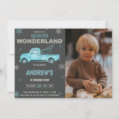 Invitation Camion bleu Winter Wonderland Anniversaire Invitat (Devant)