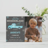 Invitation Camion bleu Winter Wonderland Anniversaire Invitat (Debout devant)