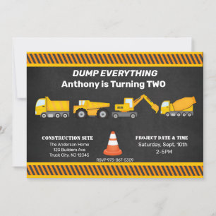 Invitation Camion, Camions et autres Camions Anniversaire de 