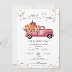 Invitation Camion citrouille, Baby shower d'automne, Bébés, j