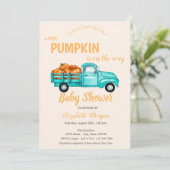 Invitation Camion citrouille, Baby shower de points (Debout devant)