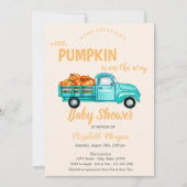 Invitation Camion Citrouille, Baby Shower Petits Points (Devant)
