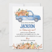 Invitation Camion Citrouille bleu à l'occasion d'un premier a (Devant)